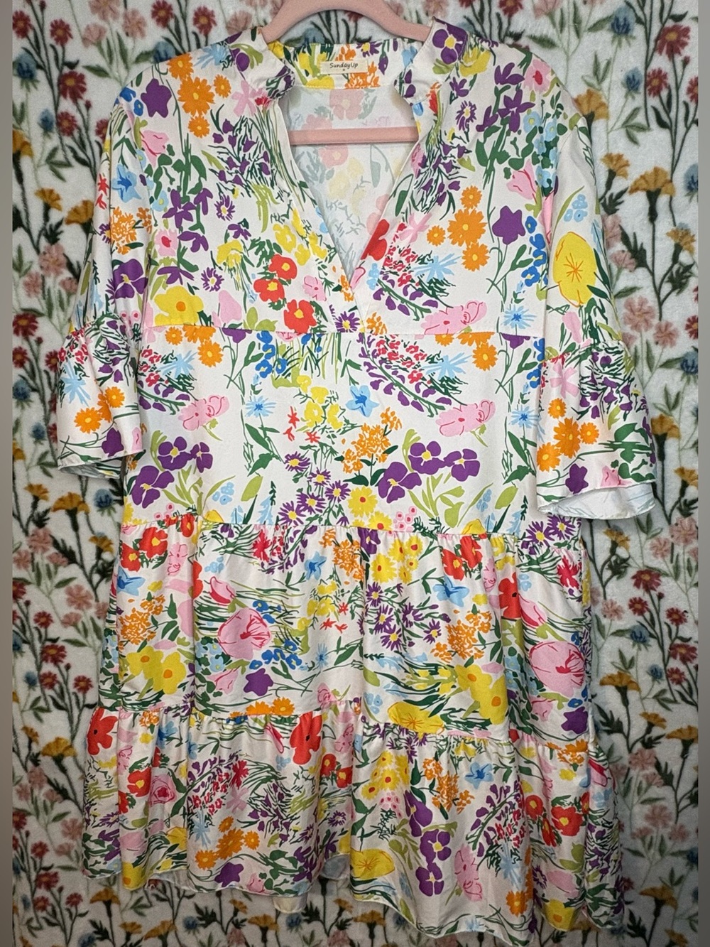 Floral Tiered V-Neck Women’s Dress in Multi